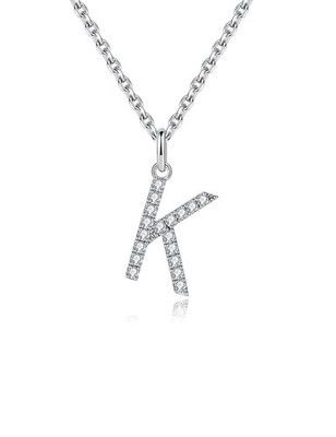 Moissanite Pendant Necklace for Women Initial Necklaces Sterling Silver K let...