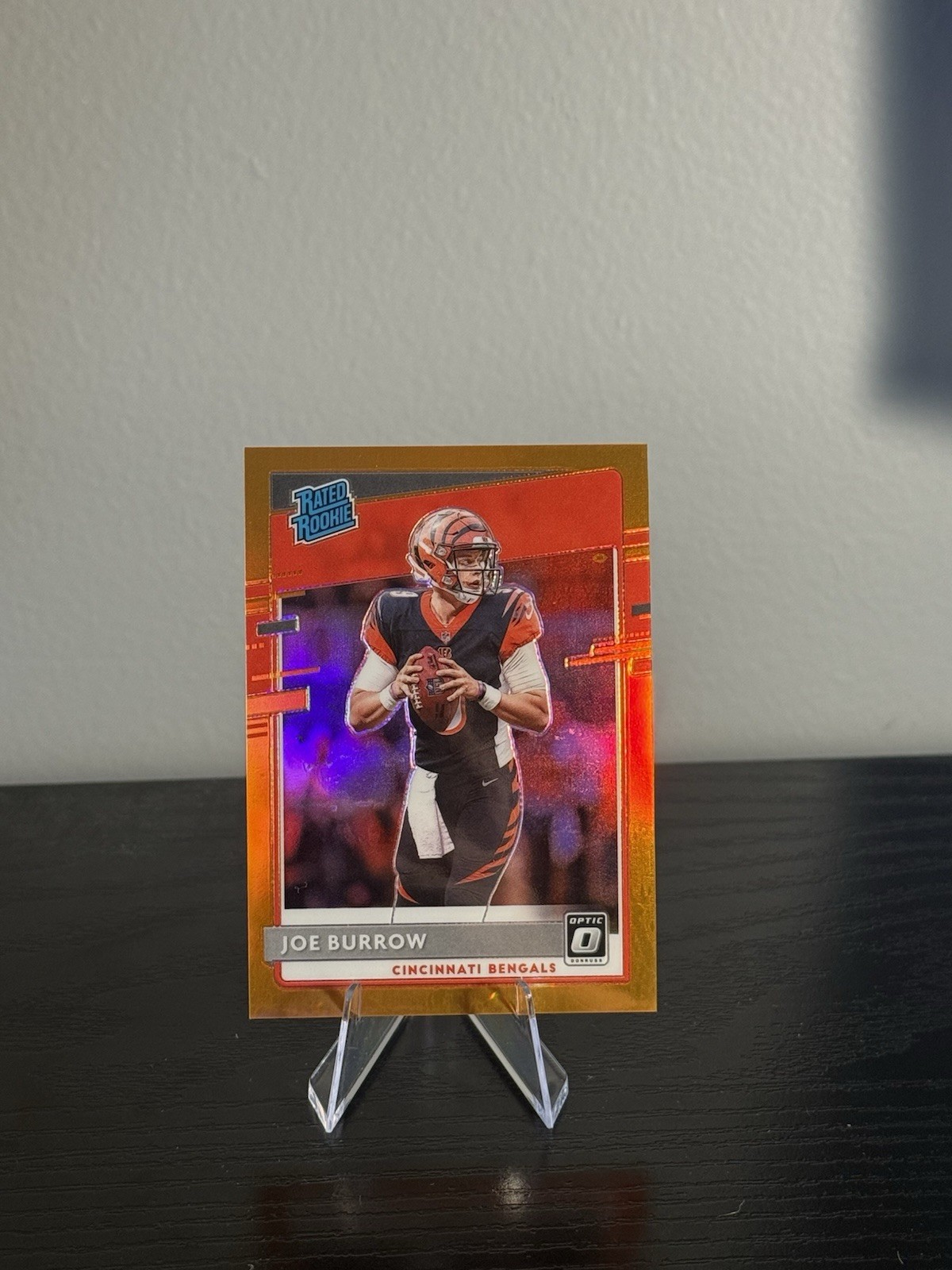 2020 Donruss Optic Joe Burrow Orange Prizm RC # /199  Rookie Color Match