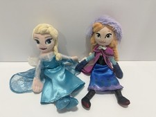 Disney Frozen Elsa Anna 10" Plush Dolls With Loop Closure Strap Backs