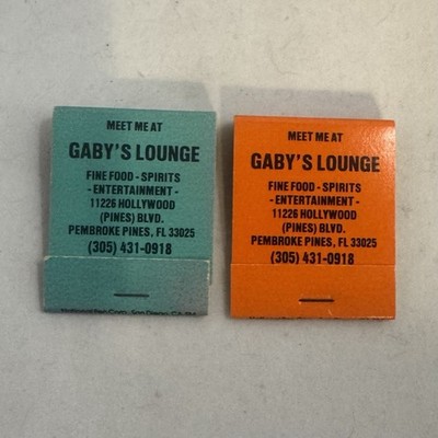 Lot Of 2 Gaby s Lounge Matchbooks Full Unstruck Pembroke Pines FL