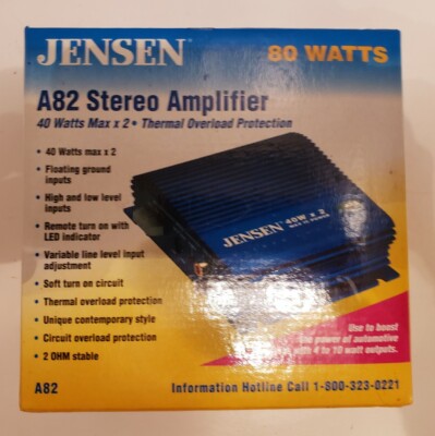 Jensen A82 Stereo Amplifier 40 Watts Max x 2 80 Watts New-In-Box