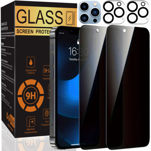 For iPhone 16 15 14 13 12 Pro Max Tempered Glass Privacy Screen Camera Protector - 第 1/11 張圖片