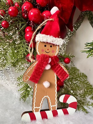 1 X Handgefertigte Holz Lebkuchen Baum Dekorationen Süßigkeitenrohr süß