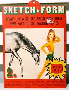 Sketch-a-Form #2 Complete Vintage Stencil Kit! Girls & Ponies Drawing Plates!