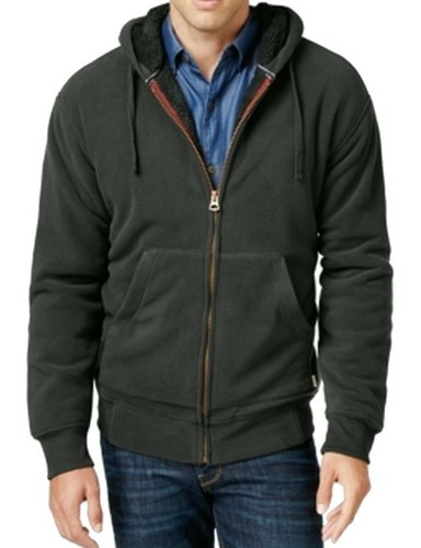 weatherproof new gray mens size large l faux-sherpa lined hoodie