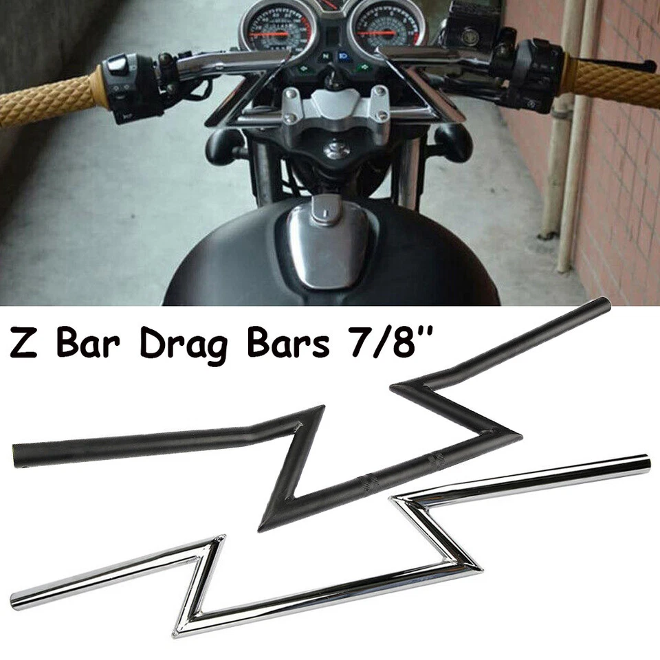 7/8" 1'' Motorcycle Handlebars Z Bar Drag Bars For Harley Honda Yamaha Suzuki - Image 2 of 4