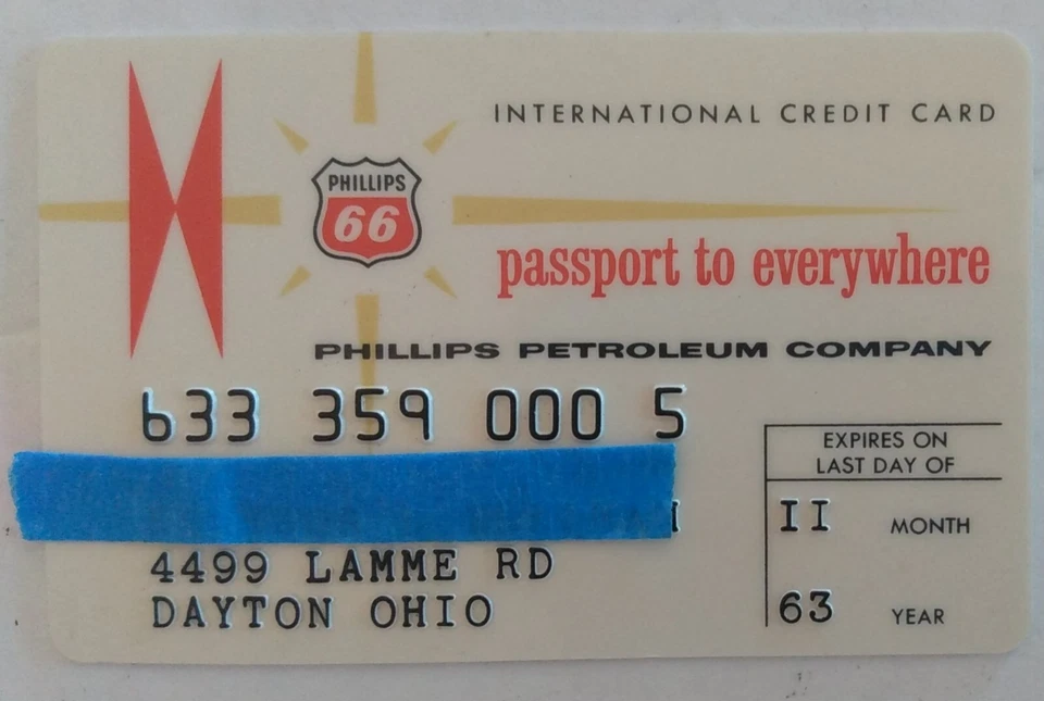 Tarjeta de crédito de colección Phillips 66 Petroleum Company 1963 para coleccionistas Foto 3 de 4