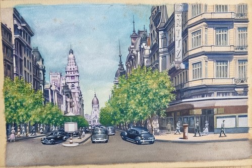 Interesantes 4 acuarelas Ciudad de Buenos Aires diferentes lugares icónicos envío gratuito - Imagen 4 de 5