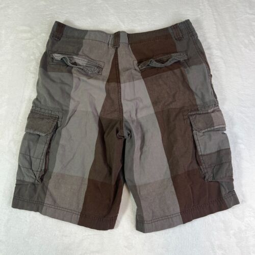 Vtg OP Ocean Pacific Plaid Shorts Cargo Faded Cotton Size 34 Gray - Picture 2 of 8