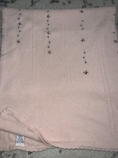 Vintage Gymboree Baby Blanket Pink Knit embroidered flower RAINBOW TAG
