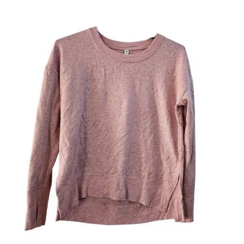Athleta Womens Long Sleeve Crew Neck Sweatshirt Size S Hi Low Hem Pink