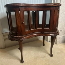 Vintage Kidney shape China cabinet Curio Beveled Glass curved