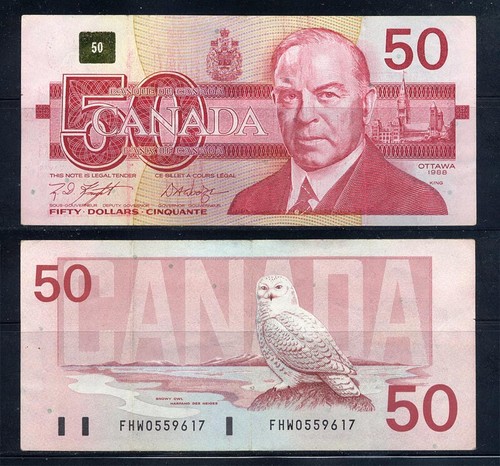 Bank of Canada 1988 $50 Note L#RB302