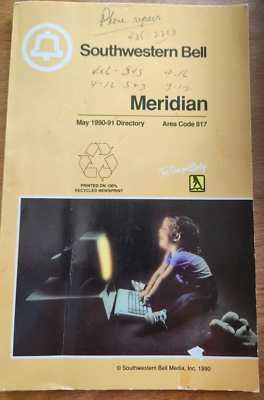 MdN 創刊号 1989年 Southwestern Bell Meridian TX phone book 1990-1991 YELLOW PAGES