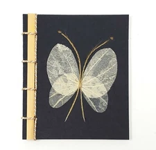Handmade Notebook - Manfarita Notebook 4.3" x 5.5" 100 pages - Black Butterfly