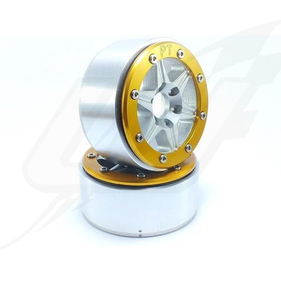 ES- Metsafil Beadlock Wheels SIXSTAR Silver/Gold 1.9 (2) w/o Hub - MT5010SGO