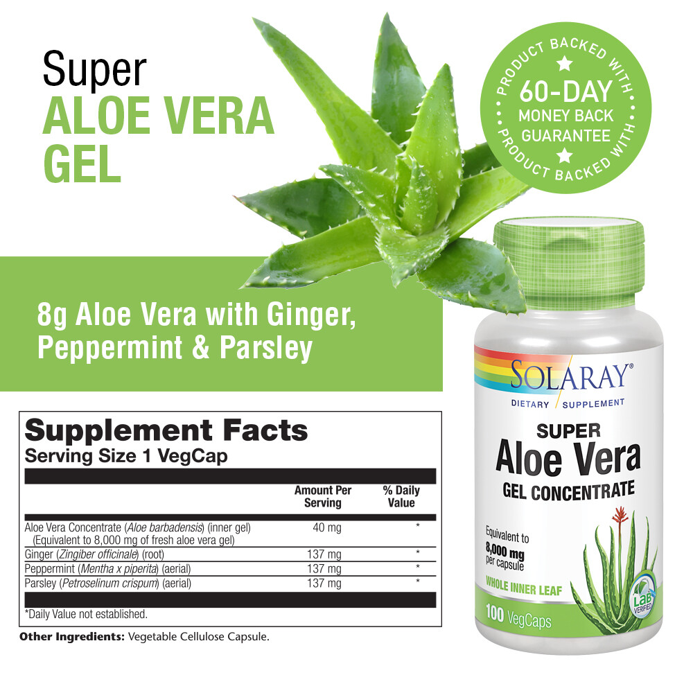 Solaray Super Aloe Vera Gel 8000mg 100 CT eBay