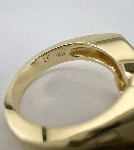 LeVian 14K Yellow Gold Pear Emerald & Diamond Halo Ring - Picture 5 of 10