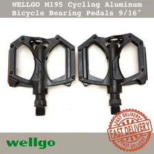 WELLGO M195 Cycling Aluminum MTB BMX Bicycle Bearing Pedals 9/16'' - Black