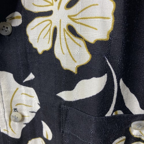 Adolfo Hawaiian Style Shirt Mens Large 100% Rayon Black White Textured NEW w/tag - Picture 10 of 13