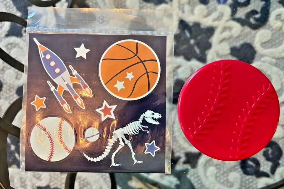 School Pottery Barn Disney Space Baseball Dinosaur ball star Sticker Set pre k . - Image 2 of 4