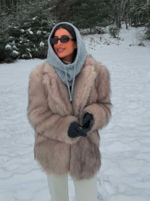 ZARA FAUX FUR COAT LAPEL COLLAR POCKETS ECRU NEW FW24/25 SIZES XS