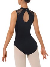 Women's Turtleneck Dance Ballet Leotard Durable Lace Water-drop Hollow Back
