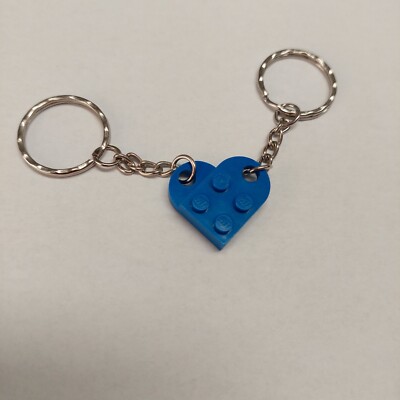 2 SCHLÜSSELANHÄNGER HERZ BLAU   LEGO GETEILT HEART FREUNDSCHAFT LOVE GIFT LIEBE