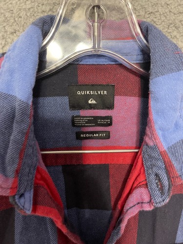 Quiksilver Boys Flannel button up plaid Red Size XL Youth Kids Regular fit - Picture 2 of 5