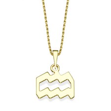 14K Yellow Gold Aquarius Pendant  Necklace for girls