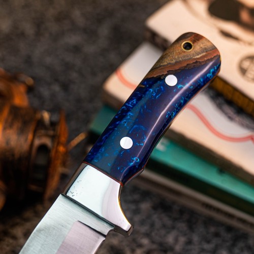 Wild Blades 8.8" Full Tang Hunting Knife Handmade EDC Damascus + Leather Sheath - Picture 9 of 12