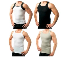 DIFFERENT TOUCH 2X 4 Assorted Pack G Style Square Cut A Shirt Ribbed Tank Top