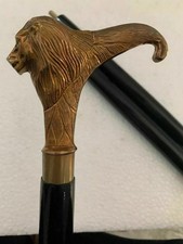 Designer Antique Lion brass Head Handle Victorian Wooden Walking Stick Cane Gift