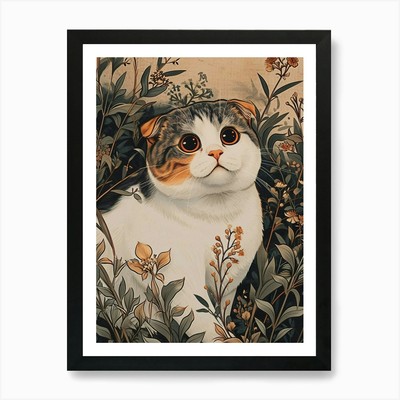 Scottish Fold Cat Japanese Illustra Gerahmtes Wandbild Poster Leinwanddruck Bild