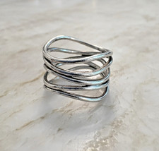 TIFFANY ELSA PERETTI 5 ROW STERLING SILVER WAVE RING, SIZE 4.5