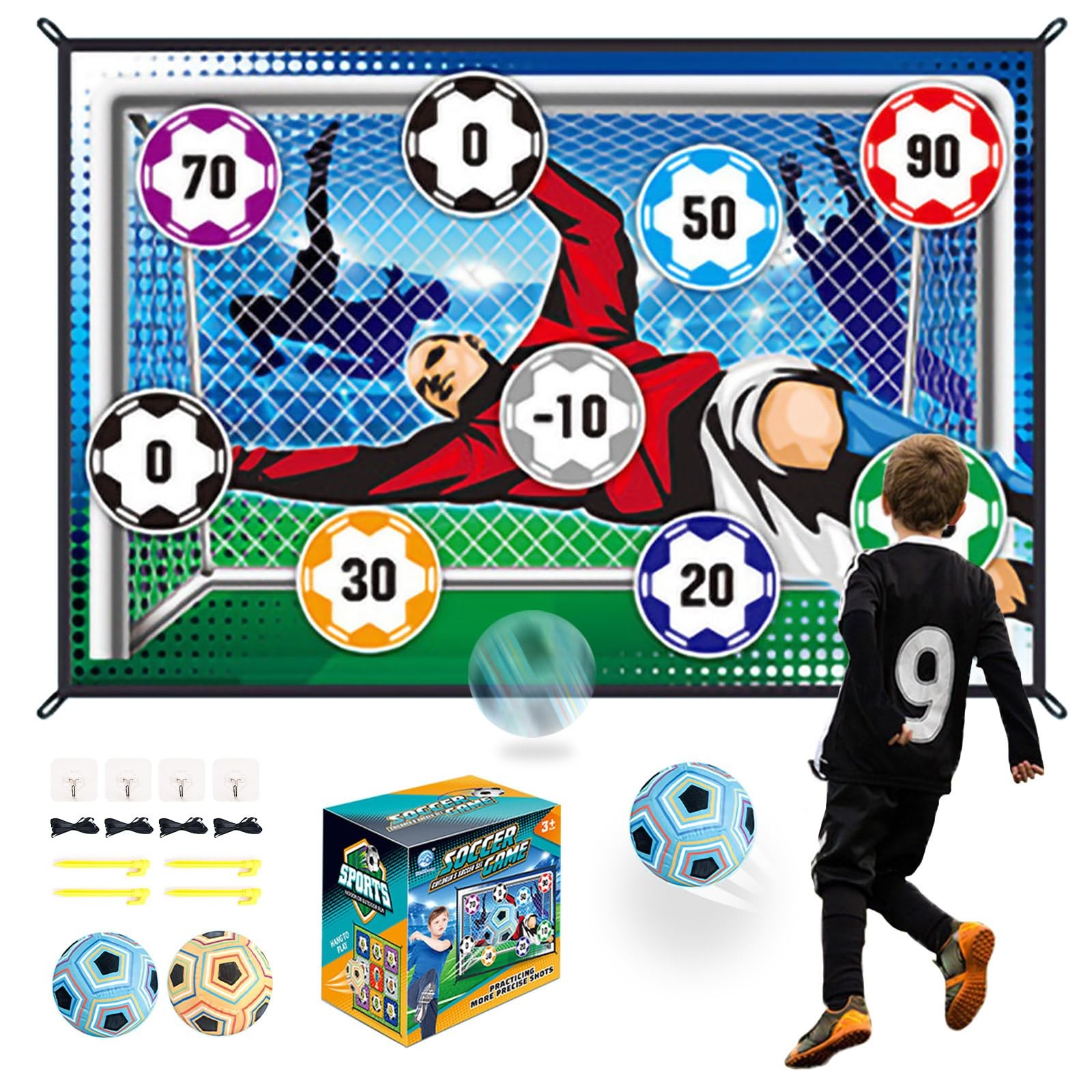 Soccer Ball Game Mat Set, Sticky Soccer Ball Indoor Target Toss Party Game, S...