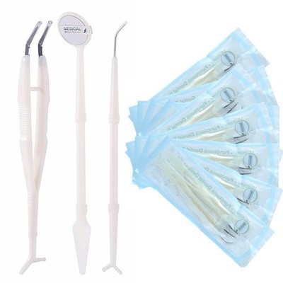 10 Pack Disposable Dental Examination Kit, 3Pcs Basic Instruments Set, Steril...