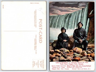 Niagara Falls Canada Table Rock Falls Folks Costumes Behind Falls Postcard AI562