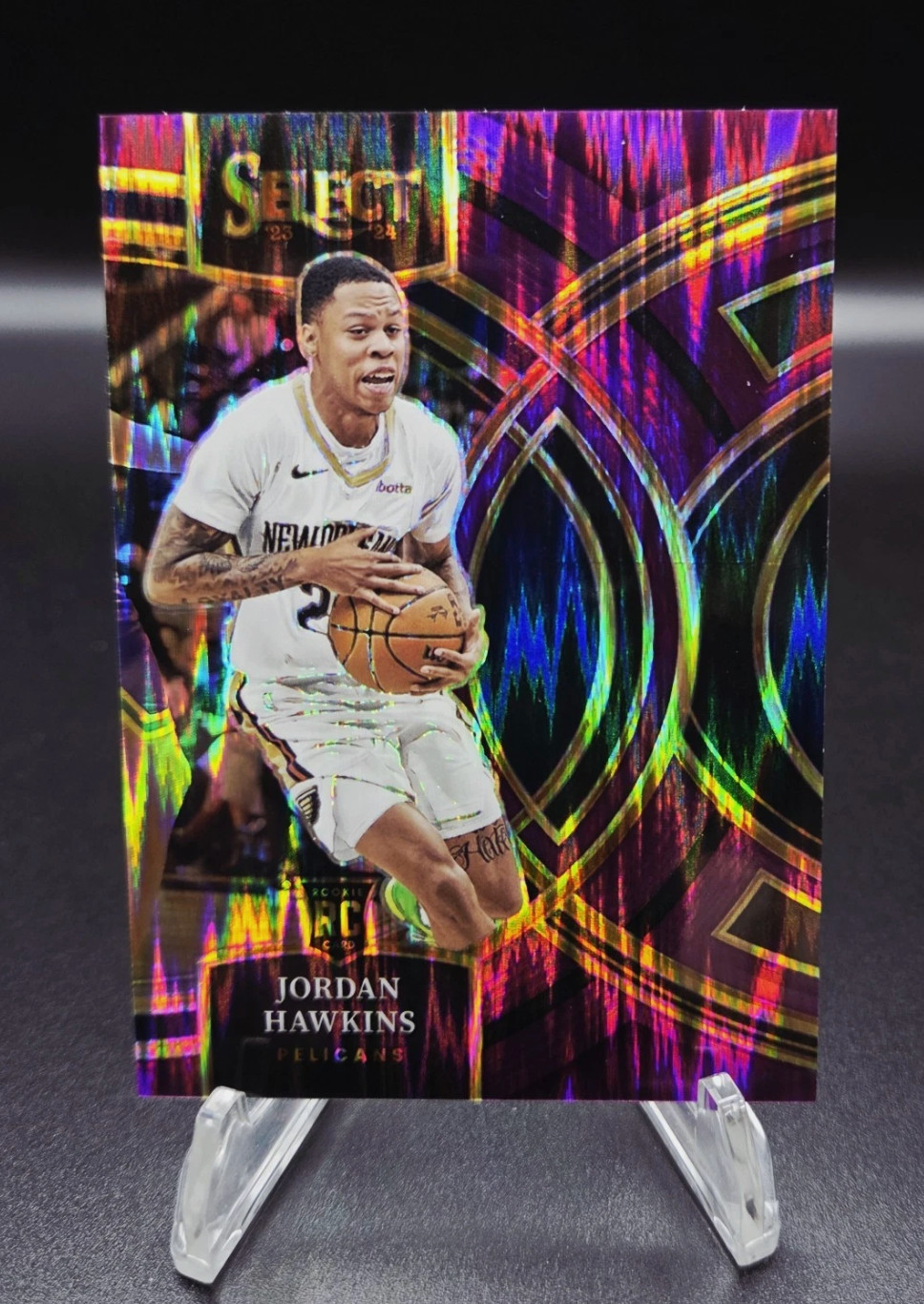 2023-24 Panini Select Premier Jordan Hawkins RC #124 Purple Flash Prizm 031/175