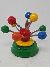 Vintage KOUVALIAS Wooden Toy Wind Up Music Box Multicolored Balls on Springs