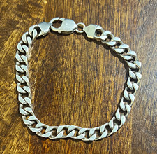 925 Sterling Silver Curb Link Chain Bracelet  32.39g tested by jewellery machine