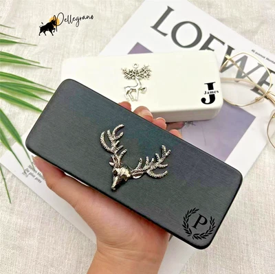 PELLEGRANO Personalisierte Brillenetui mit Stifthalter 🕶🖊 – Vegan-Leder 🌱 | Slim Design