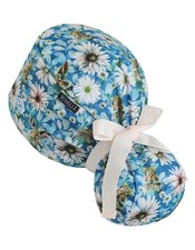 Blue Bunny Daisy DoubleSided Print Ponytail Scrub Cap Women Surgical Hat