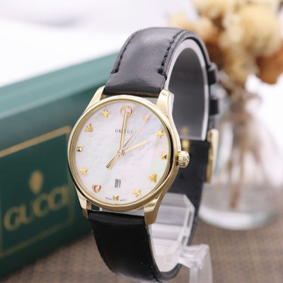 Gucci G Timeless Analog Quartz Women Genuine New Battery White Shell  B Sta