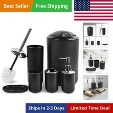 Bathroom Accessories Set 6 Piece Bath Ensemble Includes Soap Dispenser, Tooth...