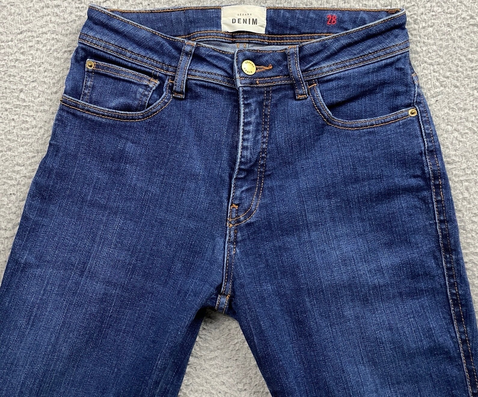 Sezane Jeans Womens 28 Blue High Rise Slim Tapered Ankle Denim Runs Small