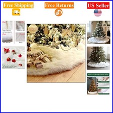36-Inch Faux Fur White Christmas Tree Skirt Plush Decor