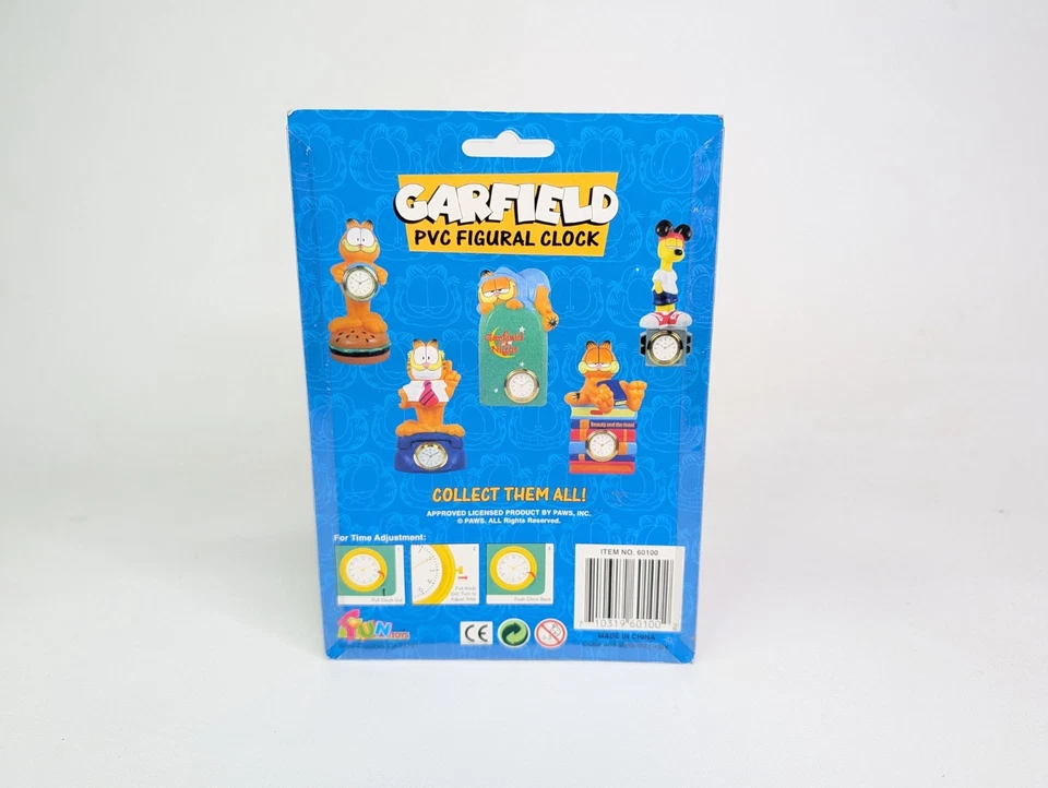 Reloj Garfield Vintage PVC Figura 4.5" Garfield At Night Turquesa - ¡NUEVO! Foto 2 de 3