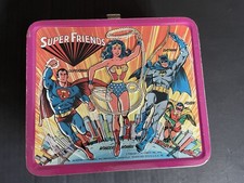 Lonchera metálica vintage 1976 SUPER FRIENDS (Superman, Batman) sin termo