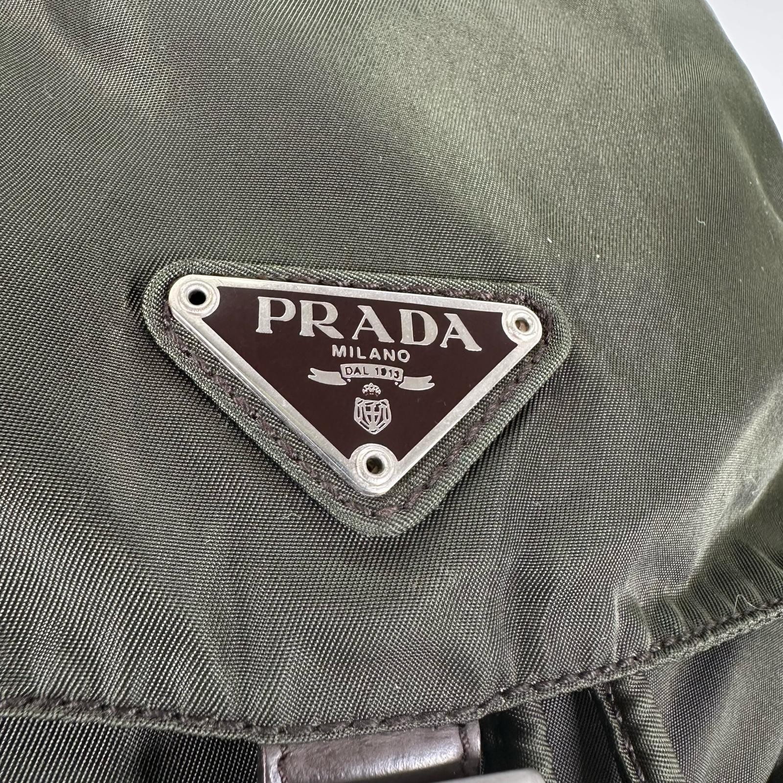 PRADA Triangular logo Backpack Â· Daypack khaki W… - image 13